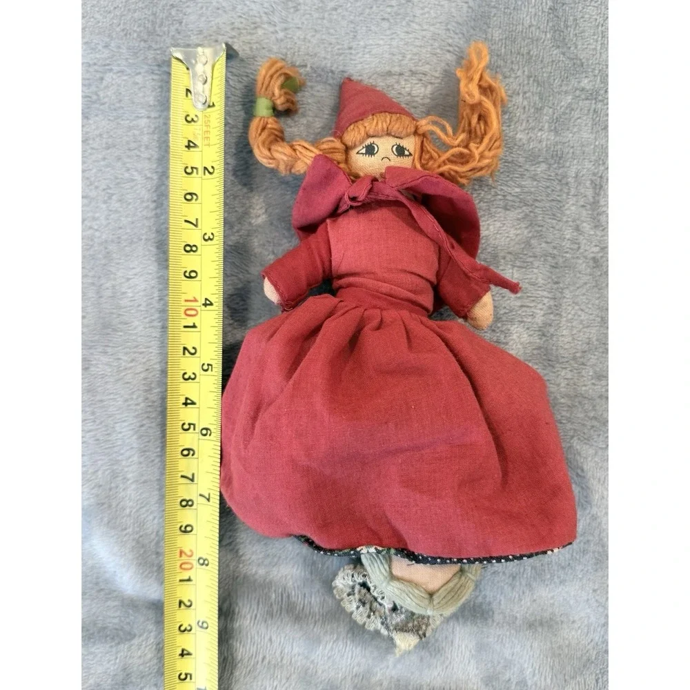 Vintage Topsy Turvy Flip Doll Little Red Riding Hood Grandma Wolf Folk Art Rag